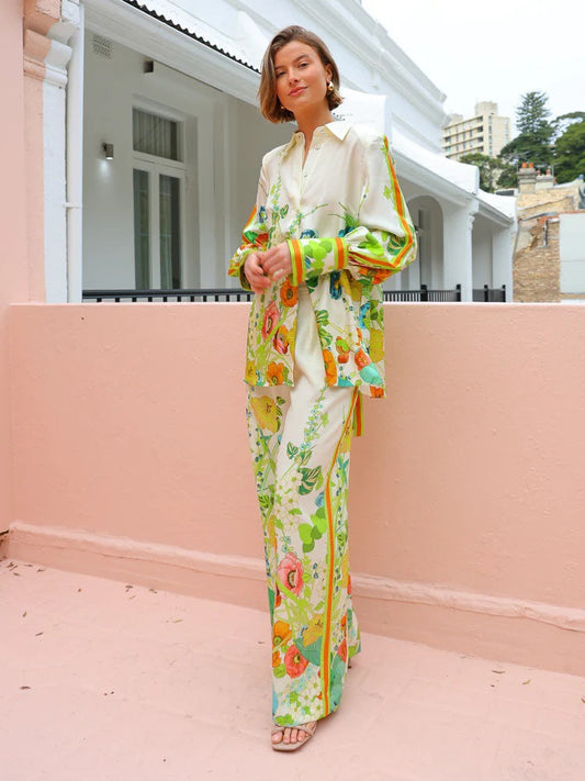 Floral Lace-Up Leisure Holiday Set