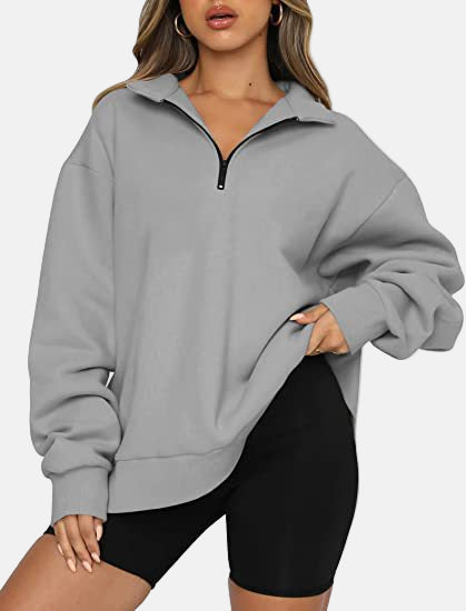  Oversized Fit – Long Sleeve Half-Zip Sweatshirt 
