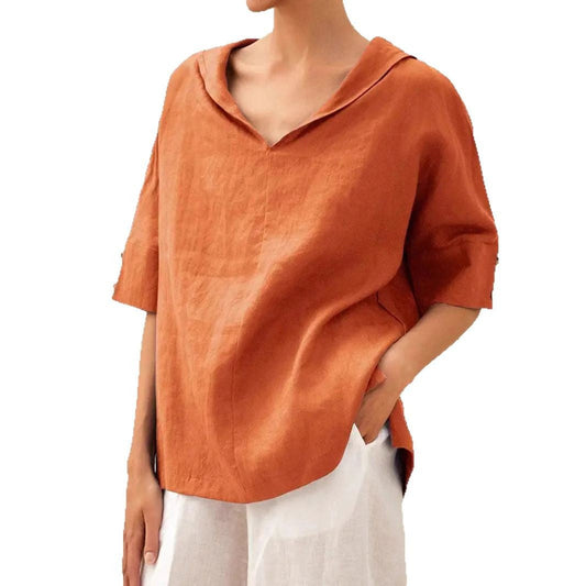 Relaxed Loose Tunic Top - Casual Half Sleeve Blouse