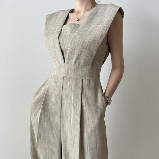 High-Waisted Wide Leg Sleeveless Jumpsuit