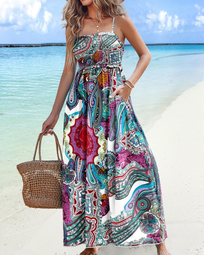 Flowy Lightweight Smocked Bodice Midi Dress