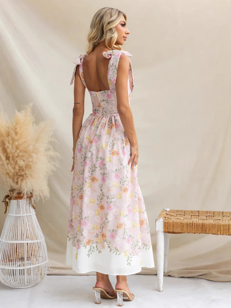 Floral Print Slim A-Line Midi Sundress