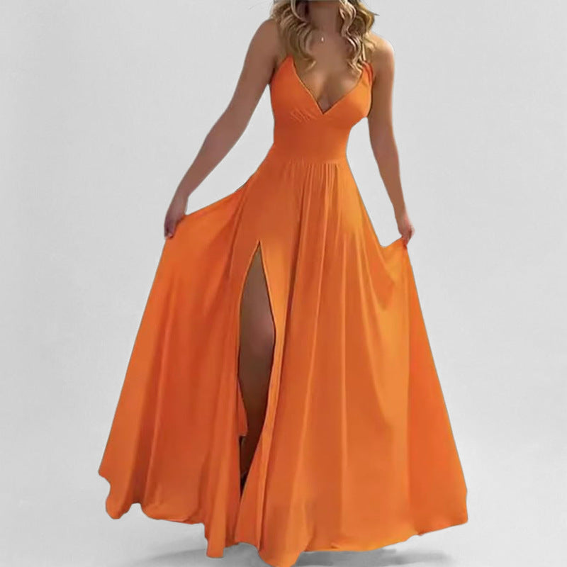 Satin Slim Fit Ruffle Hem Evening Dress