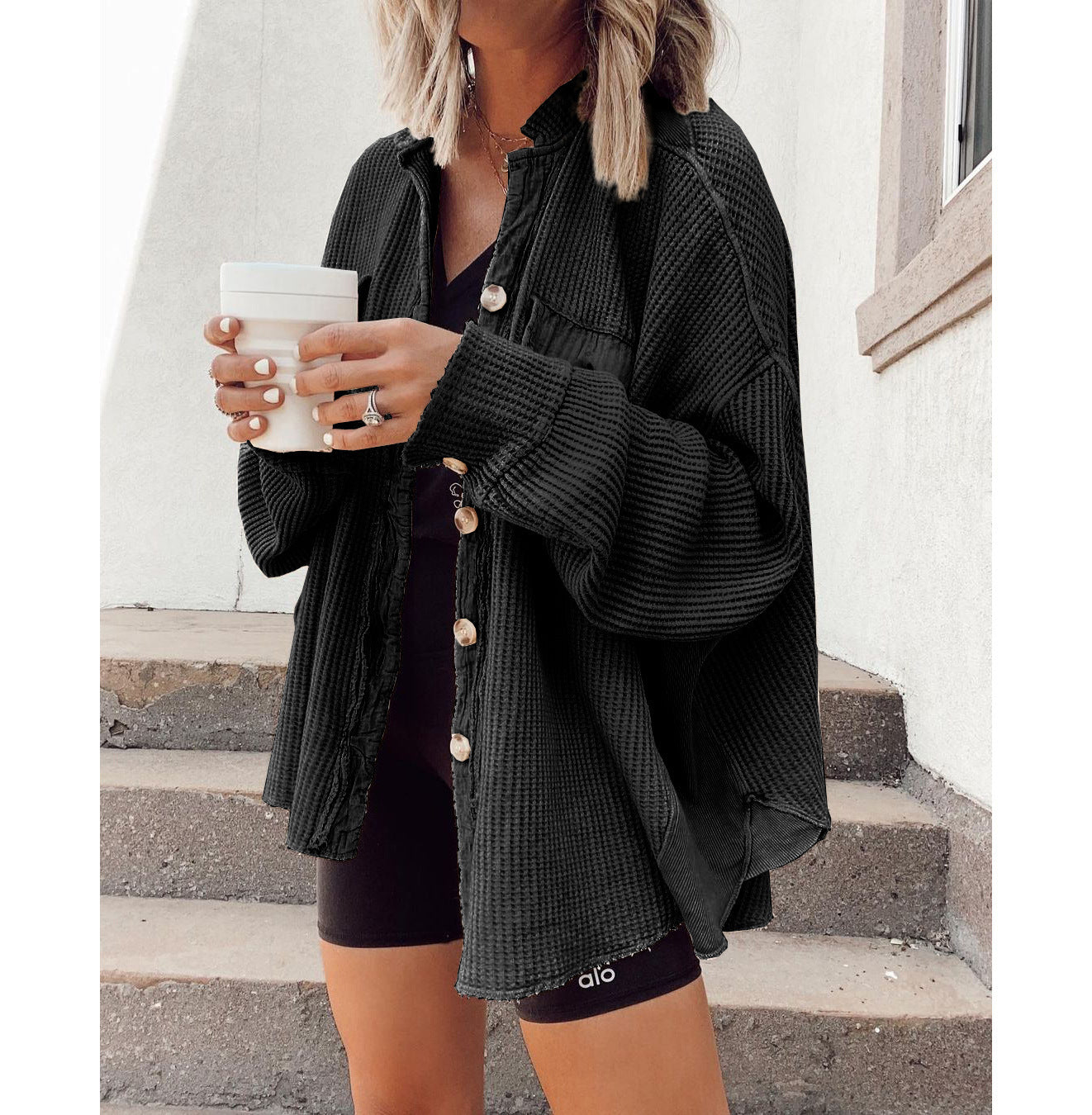 Women's corduroy button down shirt casual collar long sleeve