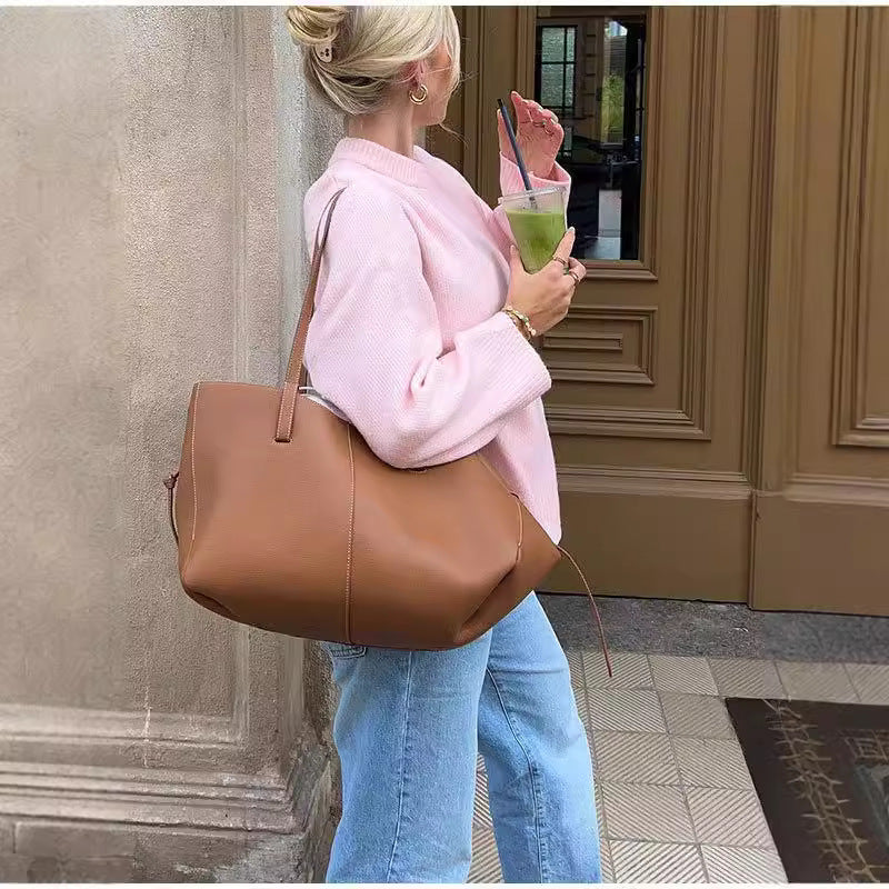 Loose Pink Round Neck Pullover Sweater