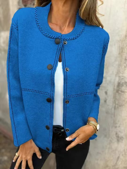Loose Knit Ribbed Trim Cardigan 