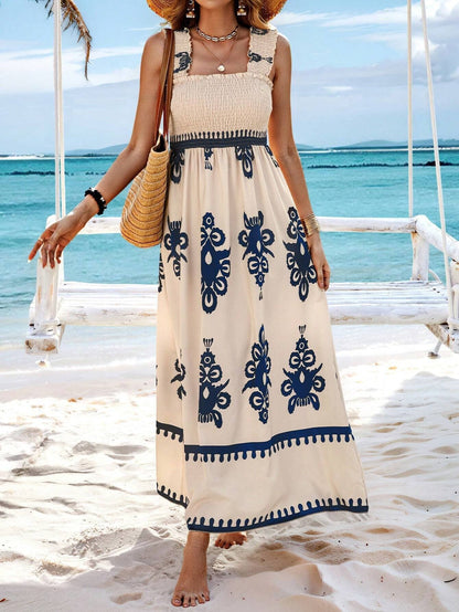 Women’s Maxi Dress – Strapless Wrap Bodice – Flowy Fit – Lightweight Printed Skirt