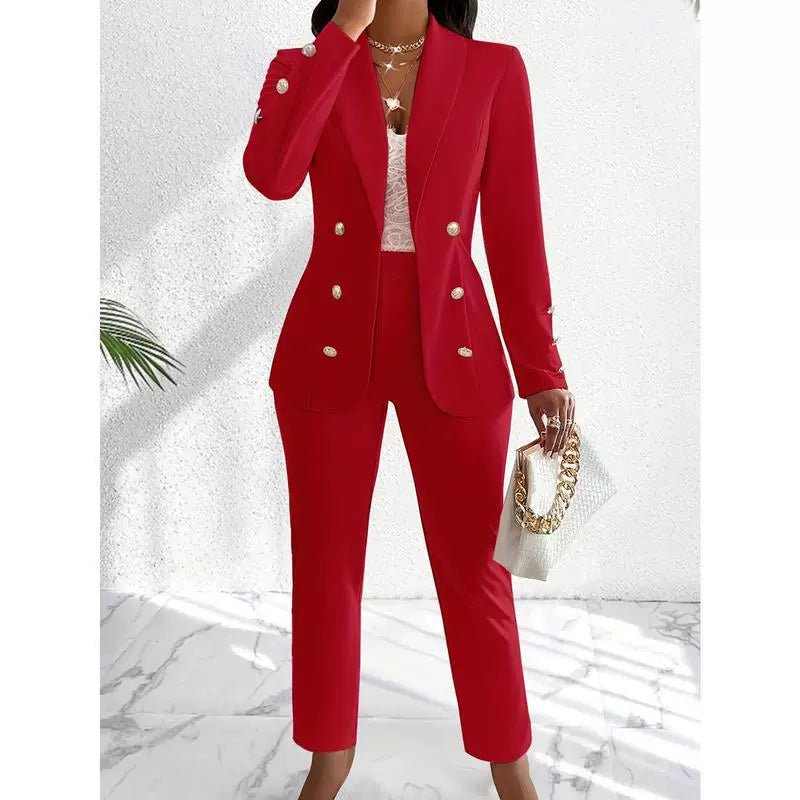 Slim Fit Shawl Collar Blazer Pants Set 