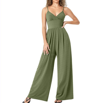 Nakeisha - sleeveless ruched wide leg jumpsuit