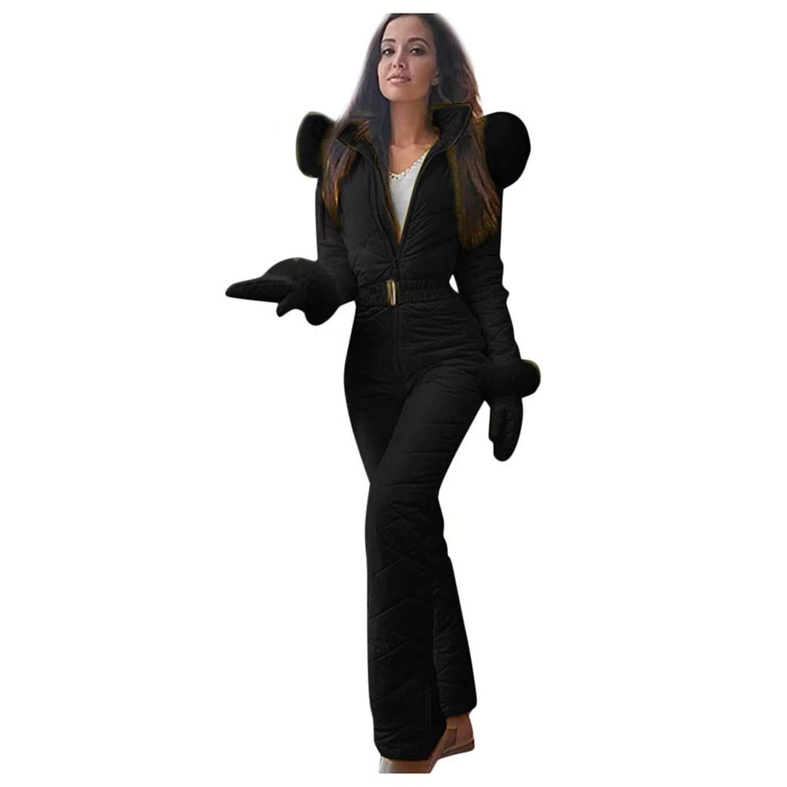 One Piece - Belted Waist - Flared Pant Ski Suit