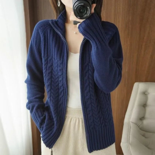 "Eleanor Hayes" Wool Knitted Zipper Vest