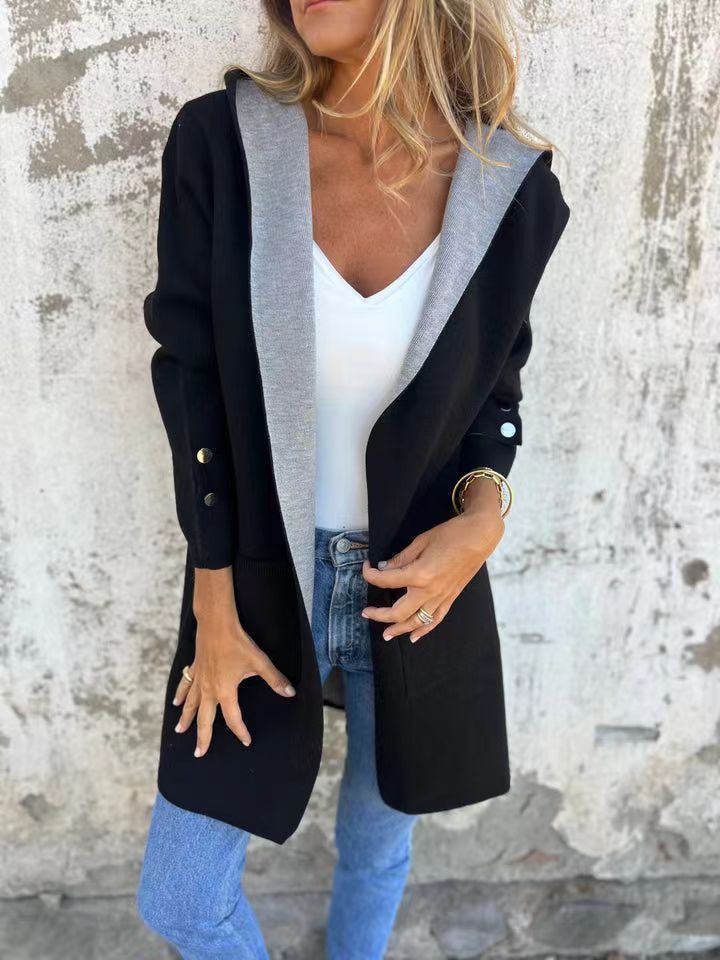 Soft Knit Relaxed Fit Hooded Cardigan 