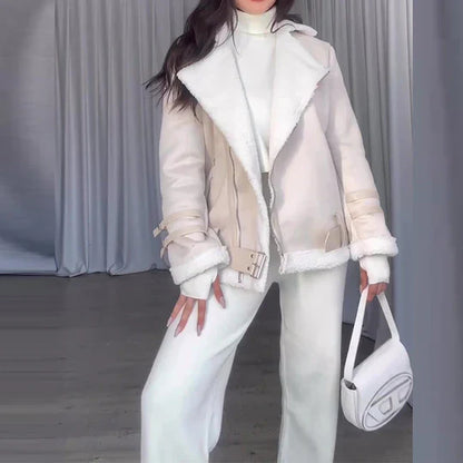 Women's winter jacket with wide lapel