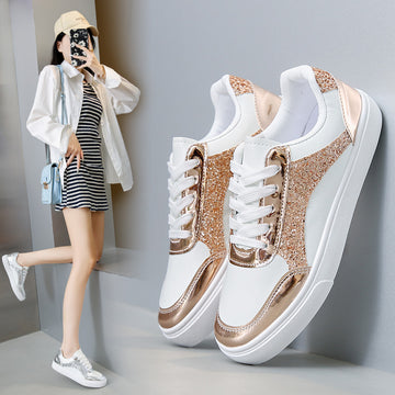 Women's glitter design platform sneakers