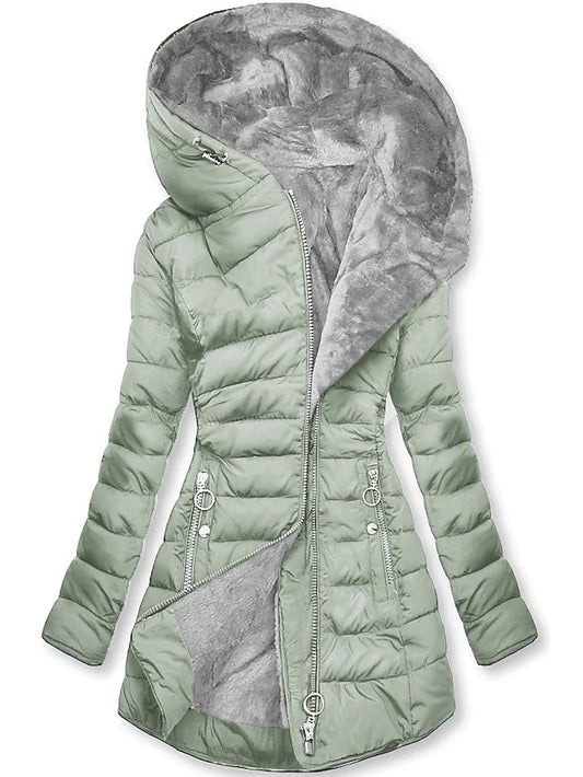 Faux Fur Lined Fitted Puffer Jacket