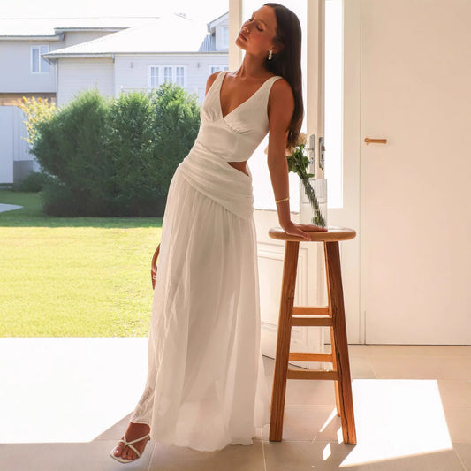 Flowy Chiffon A-Line Maxi Dress