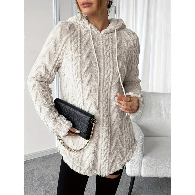 Knit Chevron Relaxed Fit Hooded Sweatshirt