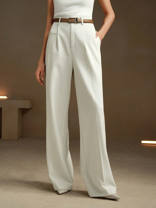 Tailored Wide-Leg - High Waist Drape Pants 