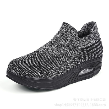 Women's Slip-On Walking Sneakers - Breathable Mesh - Air Cushion Support - Lightweight