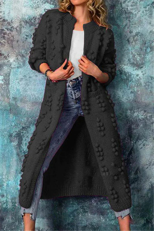 Stylish Open Front Crew Neck Cardigan