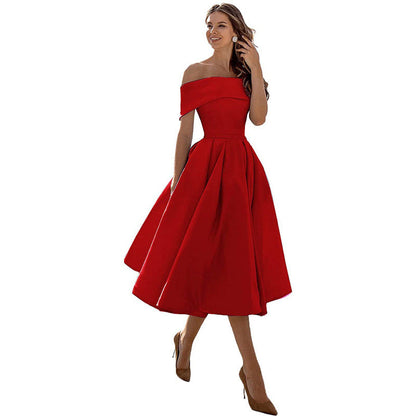 Women's off-shoulder elegant a-line dress