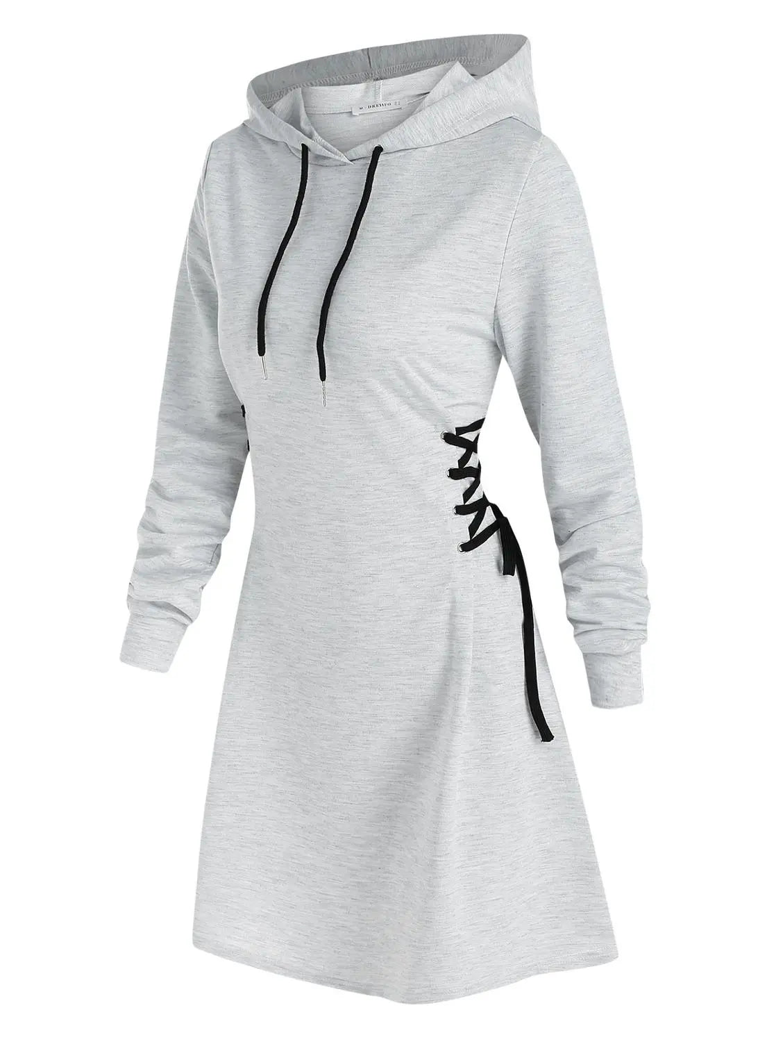 Women's gothic mini dress with hoodie and drawstring