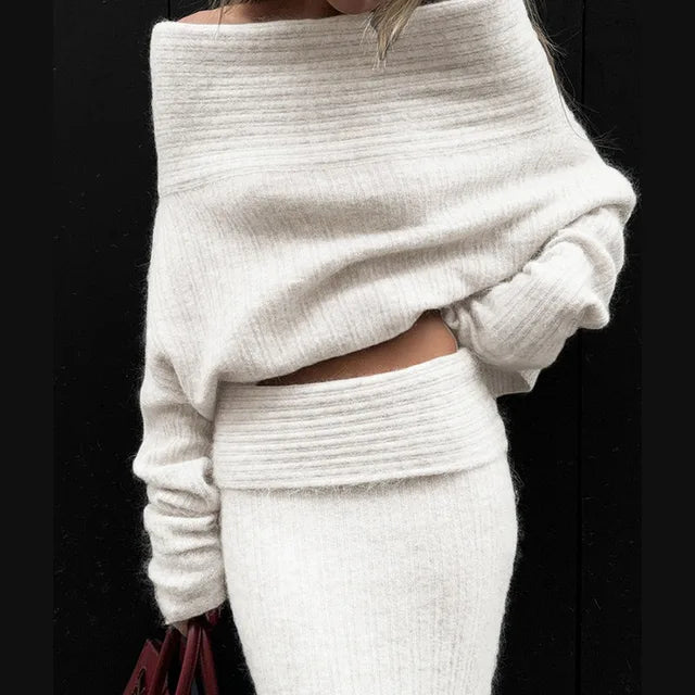Women's off-shoulder knitted sweater