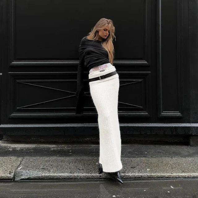 Women's off-shoulder knitted sweater