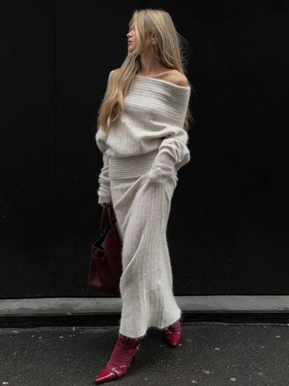 Women's off-shoulder knitted sweater