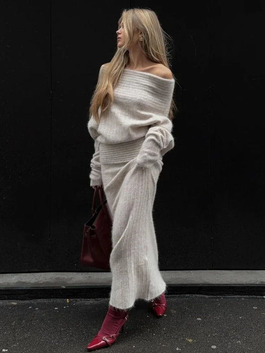 Off-Shoulder Knitted Sweater