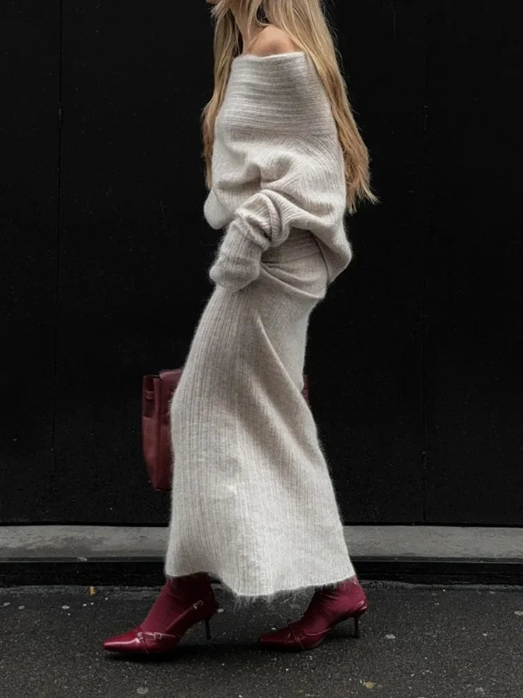 Off-Shoulder Knitted Sweater