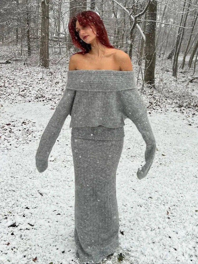 Off-Shoulder Knitted Sweater