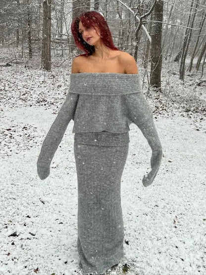 Women's off-shoulder knitted sweater