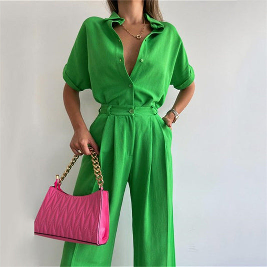 Wide-Leg Summer Two-Piece Pant Set