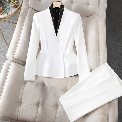 Women’s Tailored Suit - Fitted Blazer & Straight-Leg Pants - Formal Business Wear