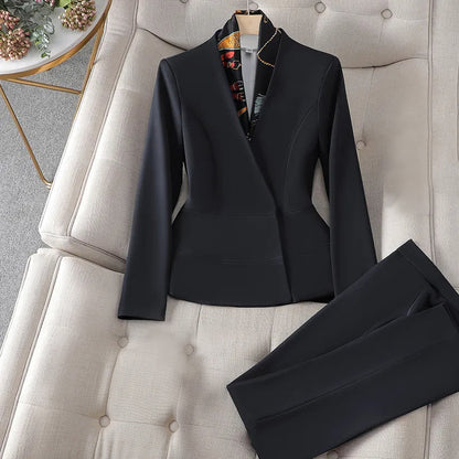 Women’s Tailored Suit - Fitted Blazer & Straight-Leg Pants - Formal Business Wear