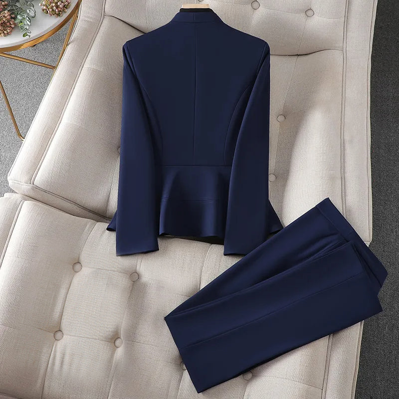 Women’s Tailored Suit - Fitted Blazer & Straight-Leg Pants - Formal Business Wear