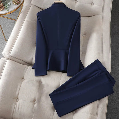 Women’s Tailored Suit - Fitted Blazer & Straight-Leg Pants - Formal Business Wear
