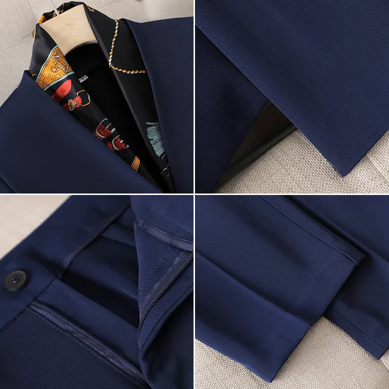 Women’s Tailored Suit - Fitted Blazer & Straight-Leg Pants - Formal Business Wear