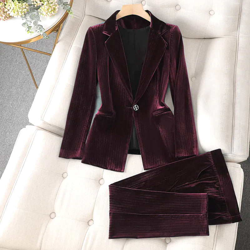 Wambui - women's velvet suit jacket and pants set