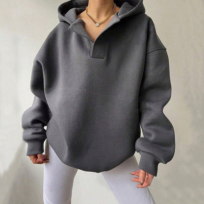 Women's casual loose hooded sweatshirt