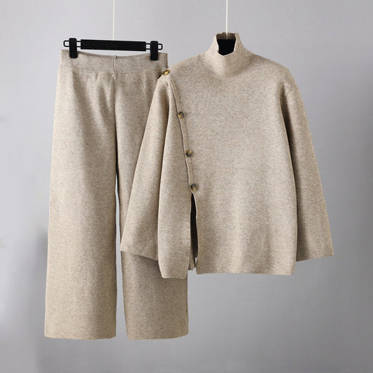 Knitted Turtle Neck Top And Pants Set