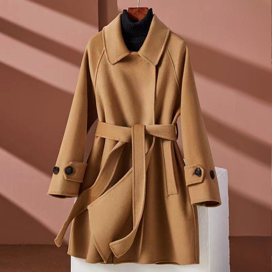Reversible Belted Mid-Length Cinched Waist Jacket