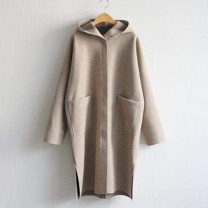 Women's knee-length hooded coat