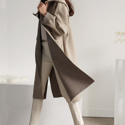 Women's knee-length hooded coat