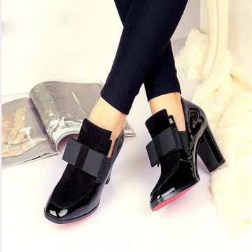 Zanele - thick high heel shiny leather shoes