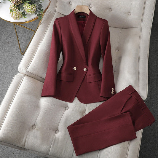 Double-Breasted Tailored Matching Suit Trousers