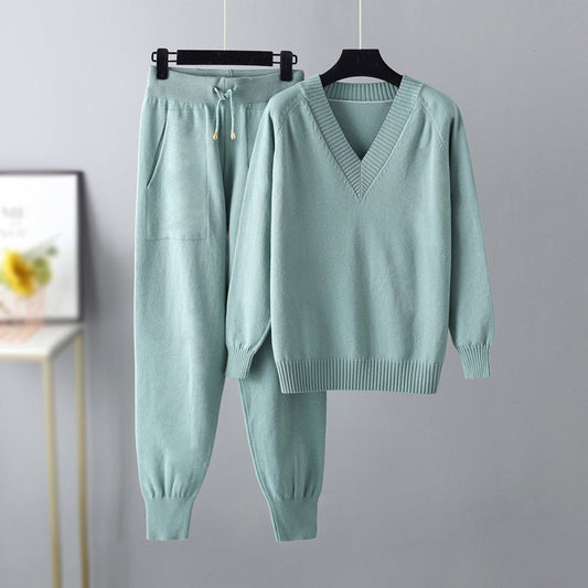 Relaxed Fit Ribbed Trim Loungewear Set