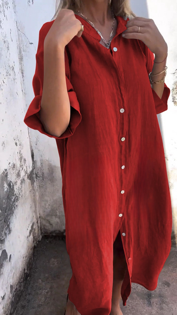 Women's stylish oversized button-up shirt dress