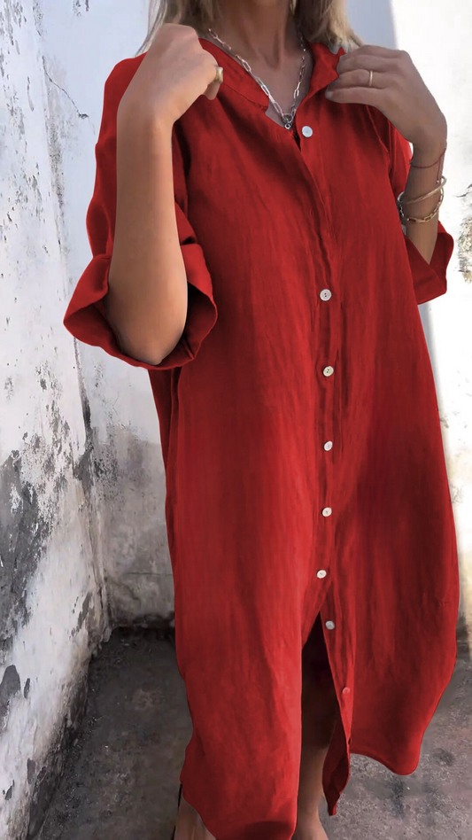 Oversized Button-Up Stylish Shirt Dress
